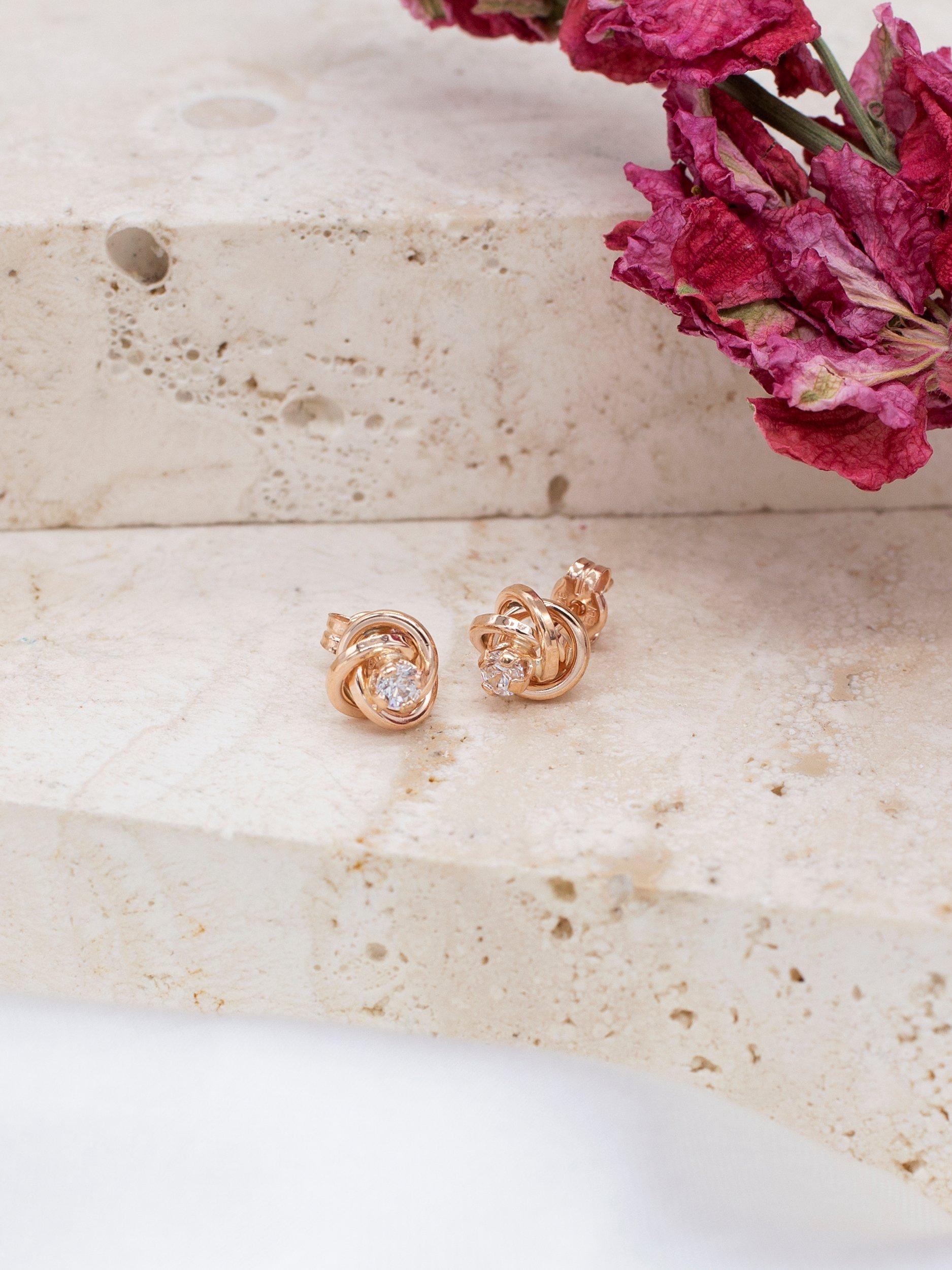 9CT Rose newest Gold Celtic Style Stud Earrings