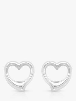 IBB 9ct White Gold Heart Stud Earrings, White, White