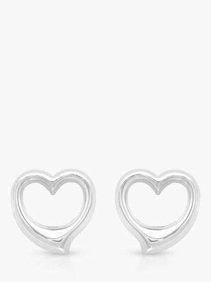 IBB 9ct White Gold Heart Stud Earrings, White, White