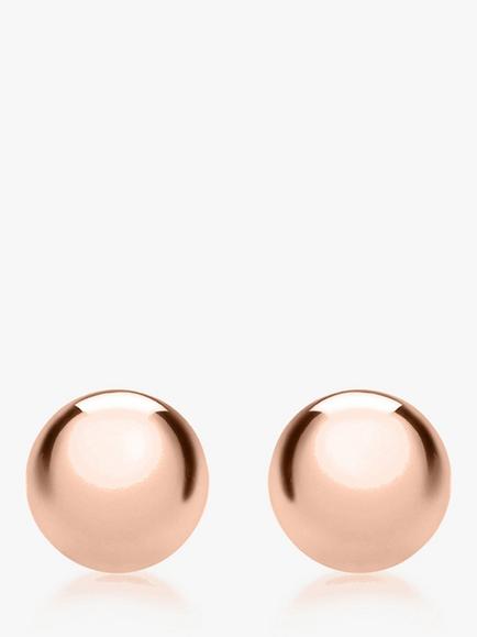 IBB 9ct Gold Ball Stud Earrings, Rose Gold, Rose Gold