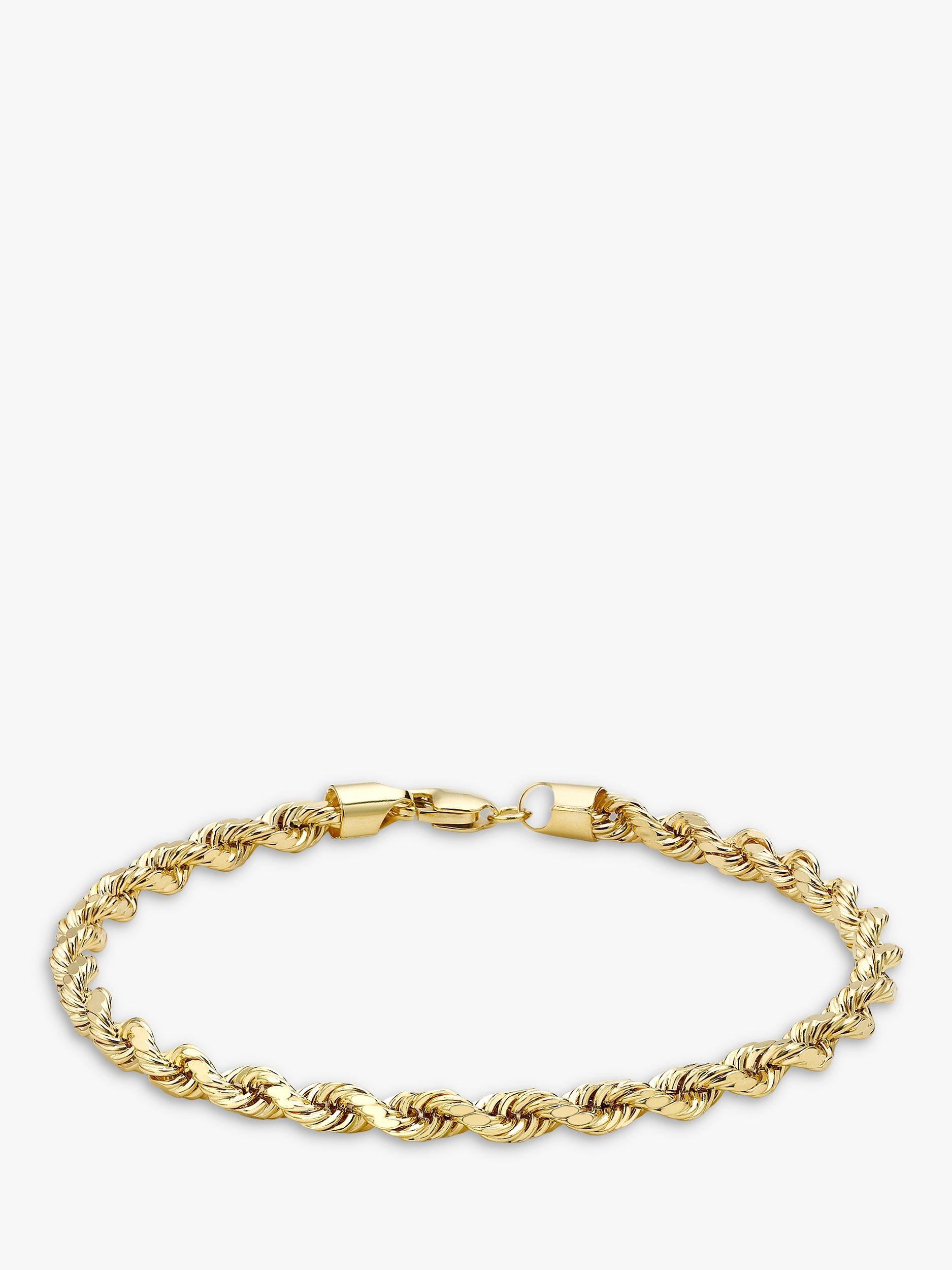 Product image 1 of 4, which shows IBB 9ct Yellow Gold Hollow Diamond-Cut Rope Bracelet, Gold
