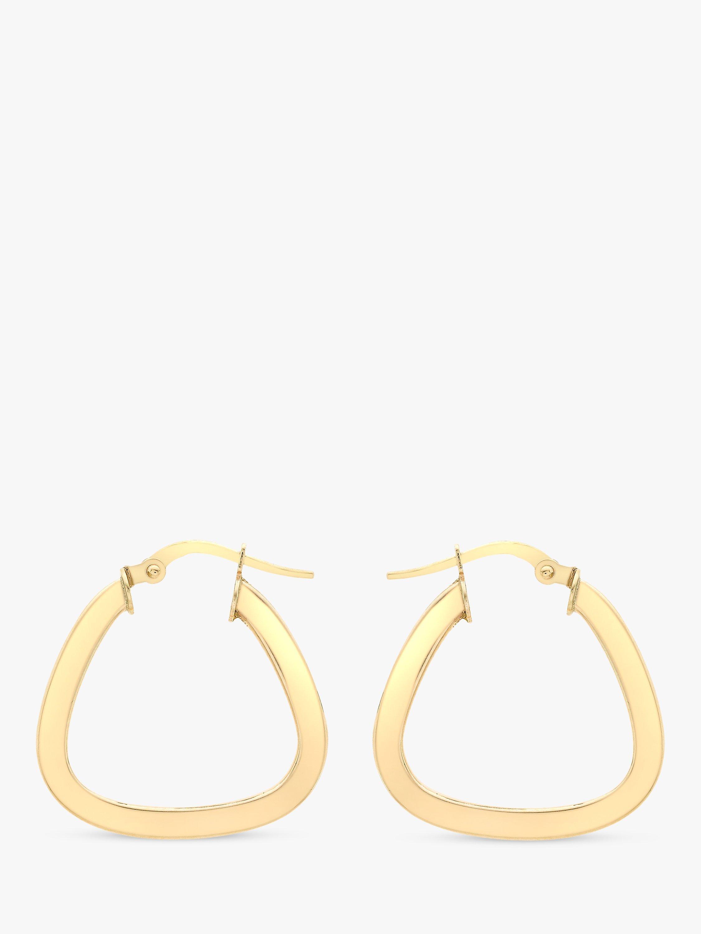 Product image 1 of 4, which shows IBB 9ct Yellow Gold Triangle Shaped Creole Earrings, Gold