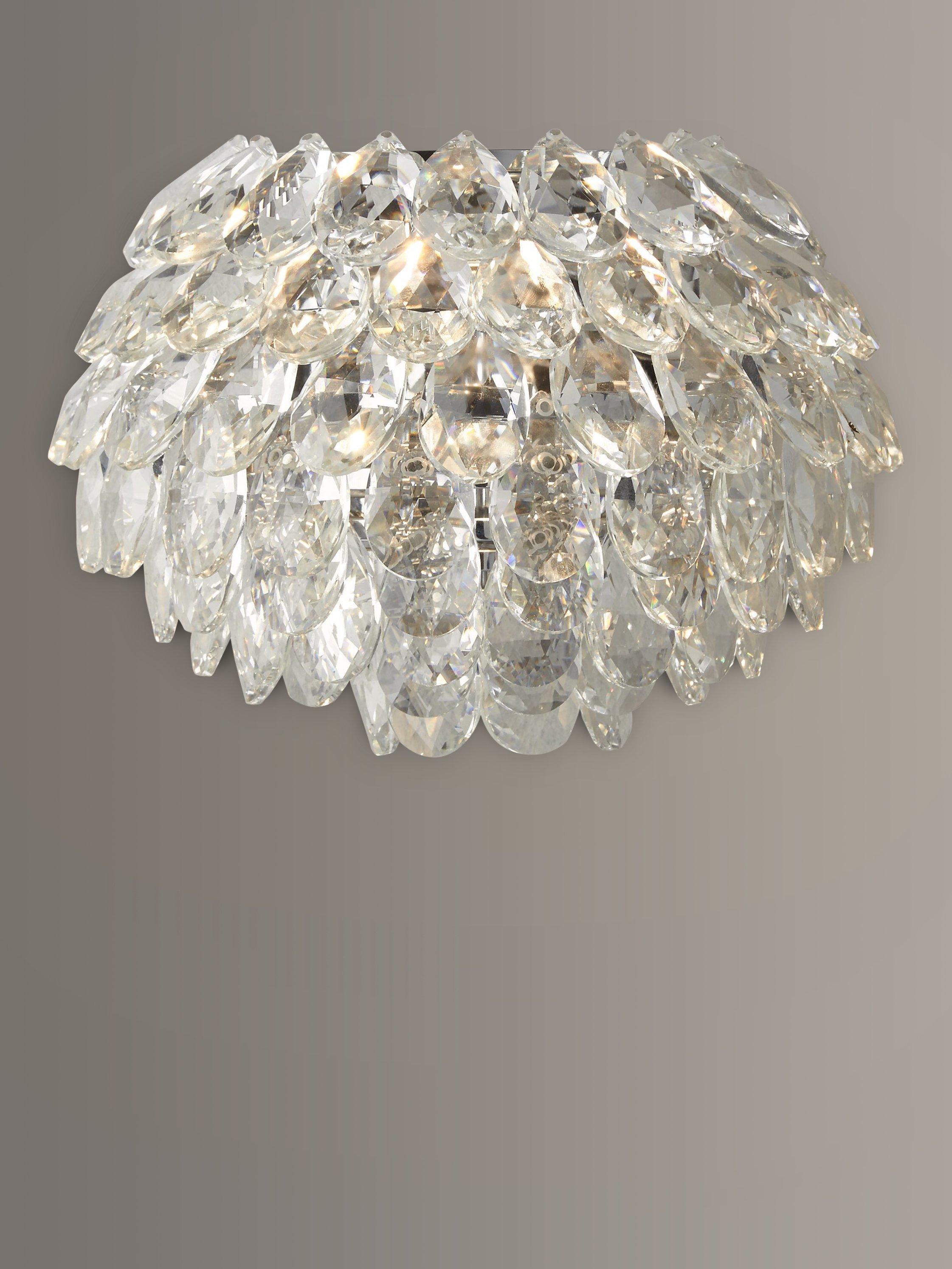 John Lewis & Partners Alexa Crystal Wall Light, Clear/Chrome