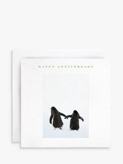 Susan O'Hanlon Penguins Holding Hands Anniversary Card, 