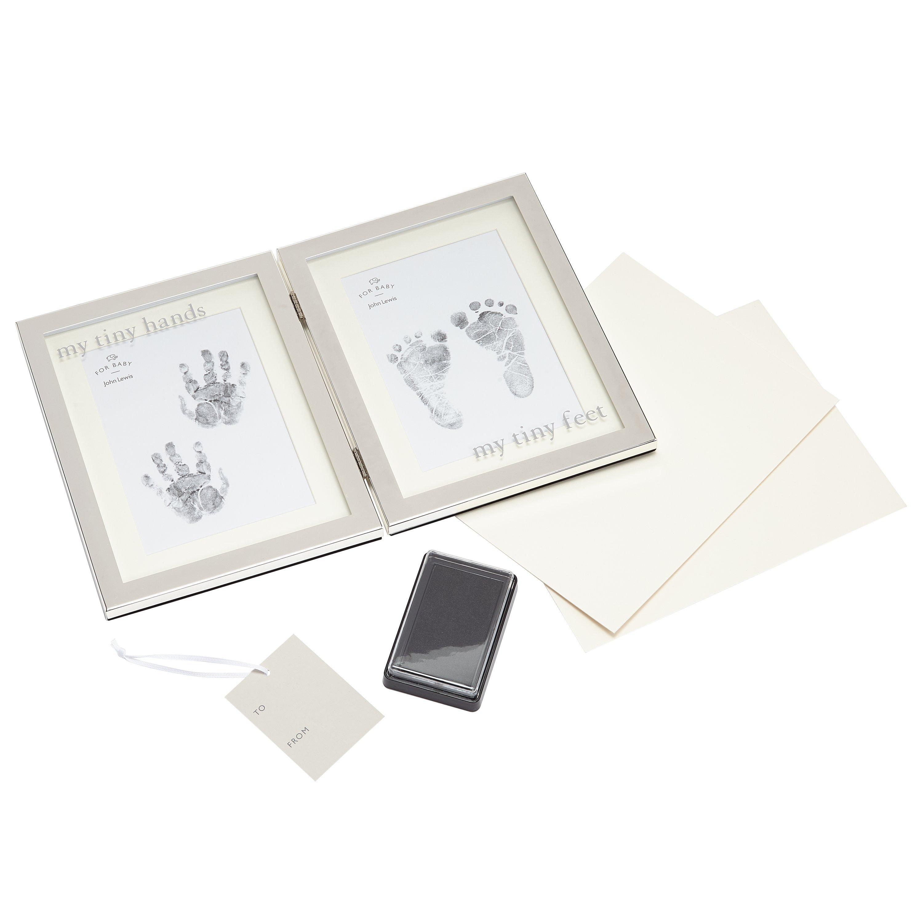 John Lewis & Partners Baby My Tiny Hands and Feet Ink Frame, Silver