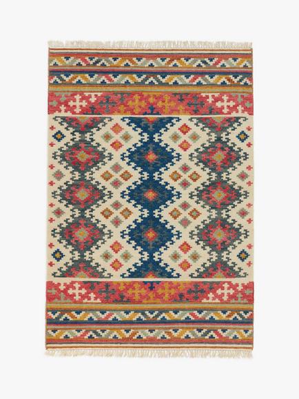 John Lewis Fusion Souk Kelim Flatweave Wool Rich Rug, Blue