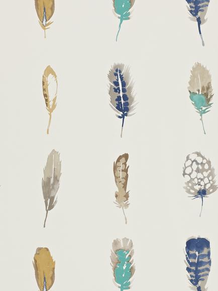 Harlequin Limosa Wallpaper, Indigo/Mustard/Stone