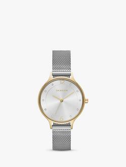 Skagen SKW2340 Women's Anita Mesh Bracelet Strap Watch, Silver, Silver