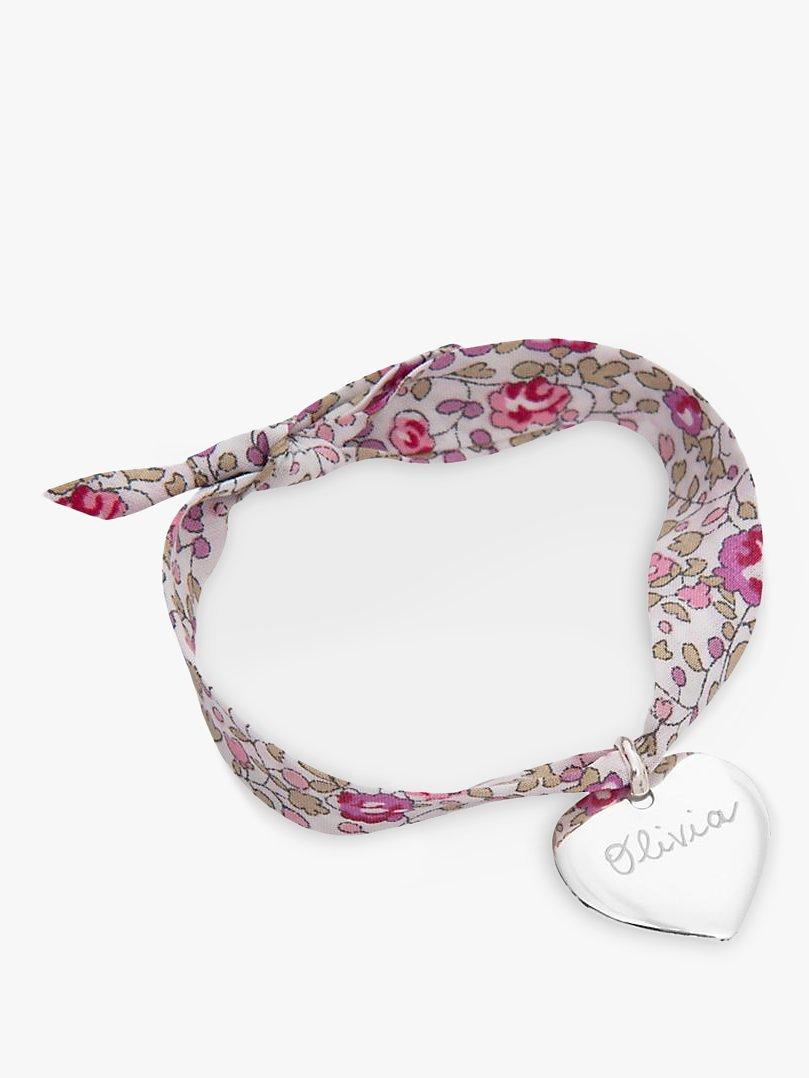 Merci Maman Personalised Sterling Silver Heart Liberty Bracelet