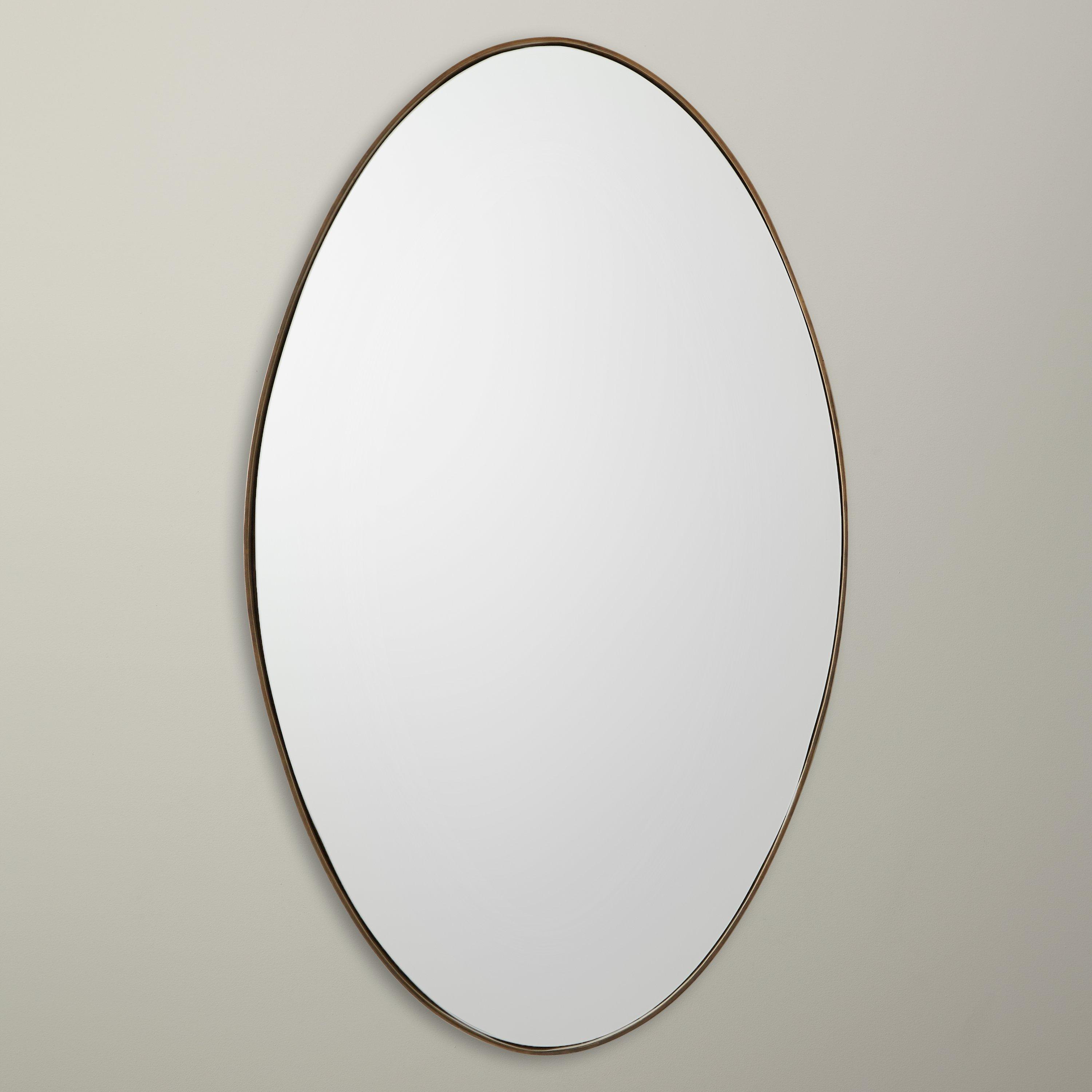 John Lewis Antique Brass Edge Oval Mirror, 100 x 70cm