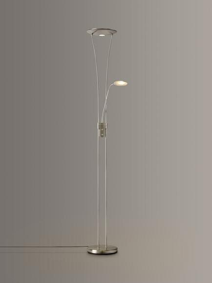 John Lewis Levity LED Uplighter/Reading Floor Lamp, Satin Nickel