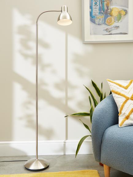 John Lewis Mykki LED Floor Lamp, Satin Nickel - view 2, Satin Nickel