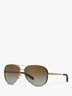 Michael Kors MK5004 Chelsea Polarised Aviator Sunglasses, Brown, Brown