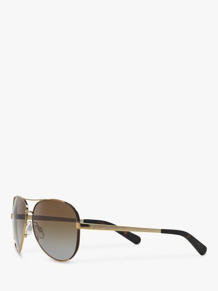 Michael Kors MK5004 Chelsea Polarised Aviator Sunglasses, Brown - view 2, Brown