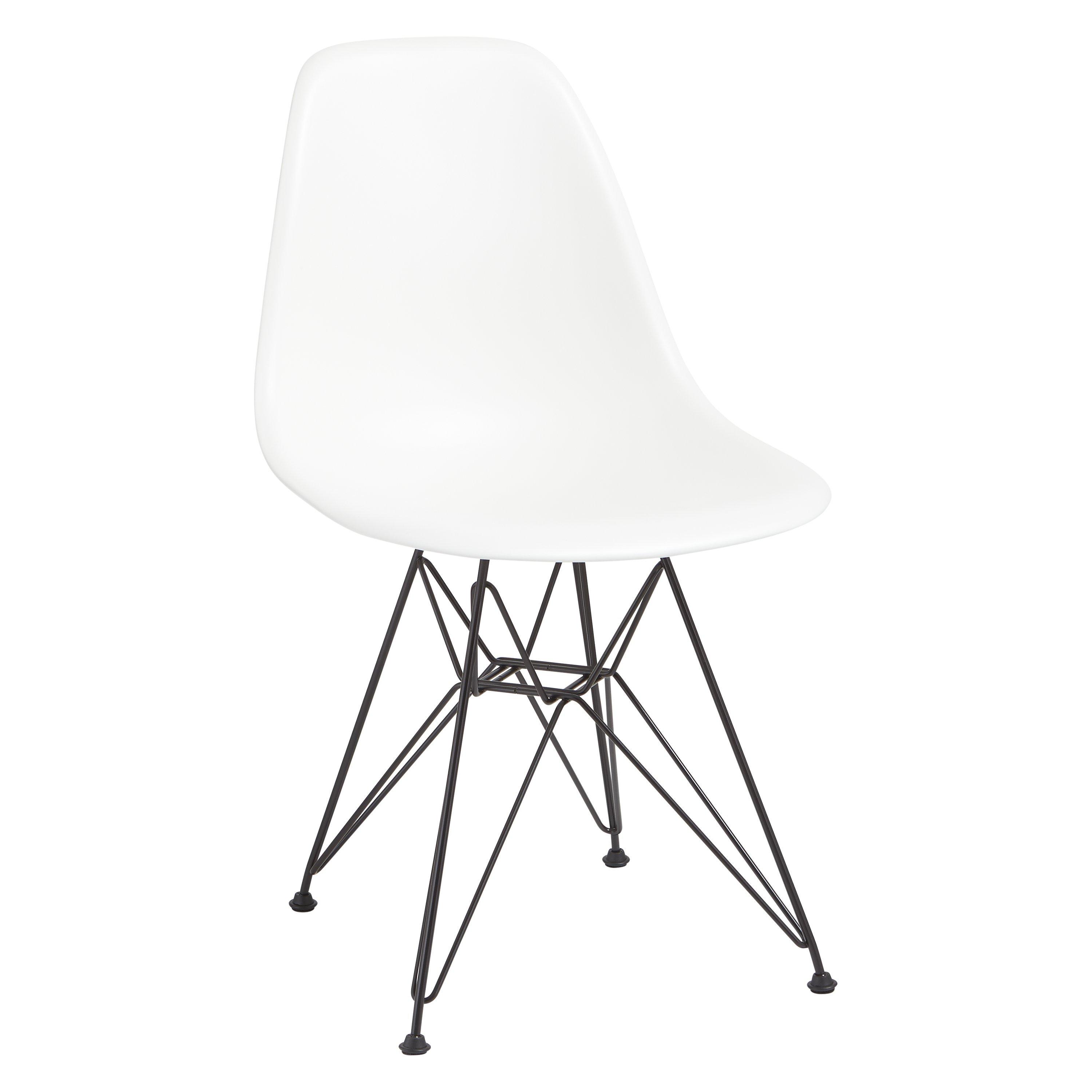 Vitra Eames DSR Side Chair, Black Metal Leg, White