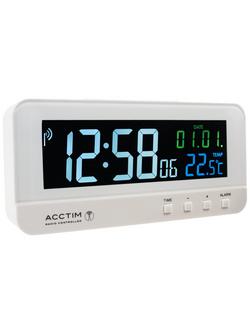 Acctim Radio Controlled LCD Digital Alarm Clock, White, White