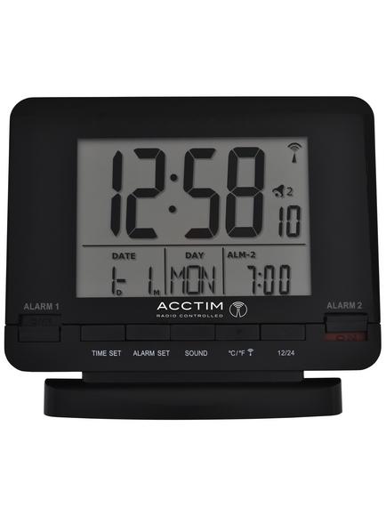 Acctim Radio Controlled Couples Digital Alarm Clock, Black - view 2, Black