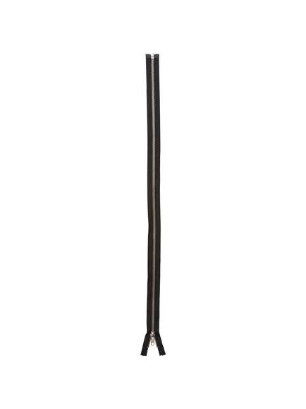 YKK Silver Metal Teeth Open End Zip, Black