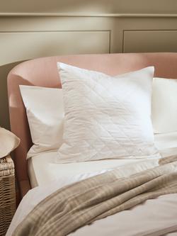John Lewis Natural Cotton Quilted Square Pillow Protector, White
