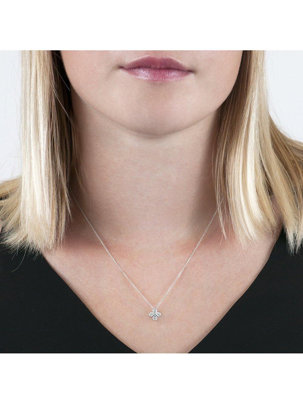 Product image 2 of 3, which shows E.W Adams 18ct White Gold Millgrain Diamond Pendant, White Gold