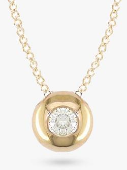 E.W Adams 9ct Yellow Gold Solitaire Diamond Slide Pendant, Gold, Gold