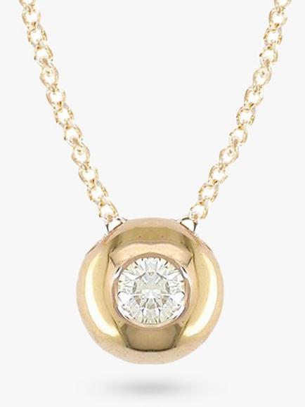 E.W Adams 9ct Yellow Gold Solitaire Diamond Slide Pendant, Gold, Gold