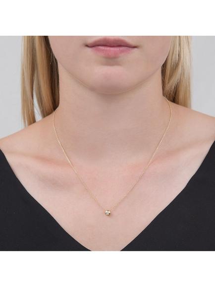E.W Adams 9ct Yellow Gold Solitaire Diamond Slide Pendant, Gold - view 2, Gold