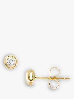 E.W Adams 9ct Yellow Gold Single Stone Diamond Stud Earrings, Gold, Gold
