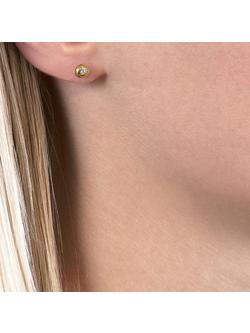 E.W Adams 9ct Yellow Gold Single Stone Diamond Stud Earrings, Gold - view 2, Gold