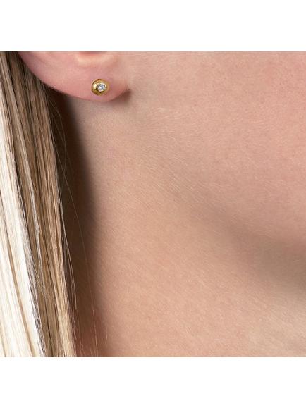 E.W Adams 9ct Yellow Gold Single Stone Diamond Stud Earrings, Gold - view 2, Gold