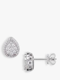 E.W Adams 18ct White Gold Pear-Shaped Diamond Cluster Stud Earrings, White Gold, White Gold