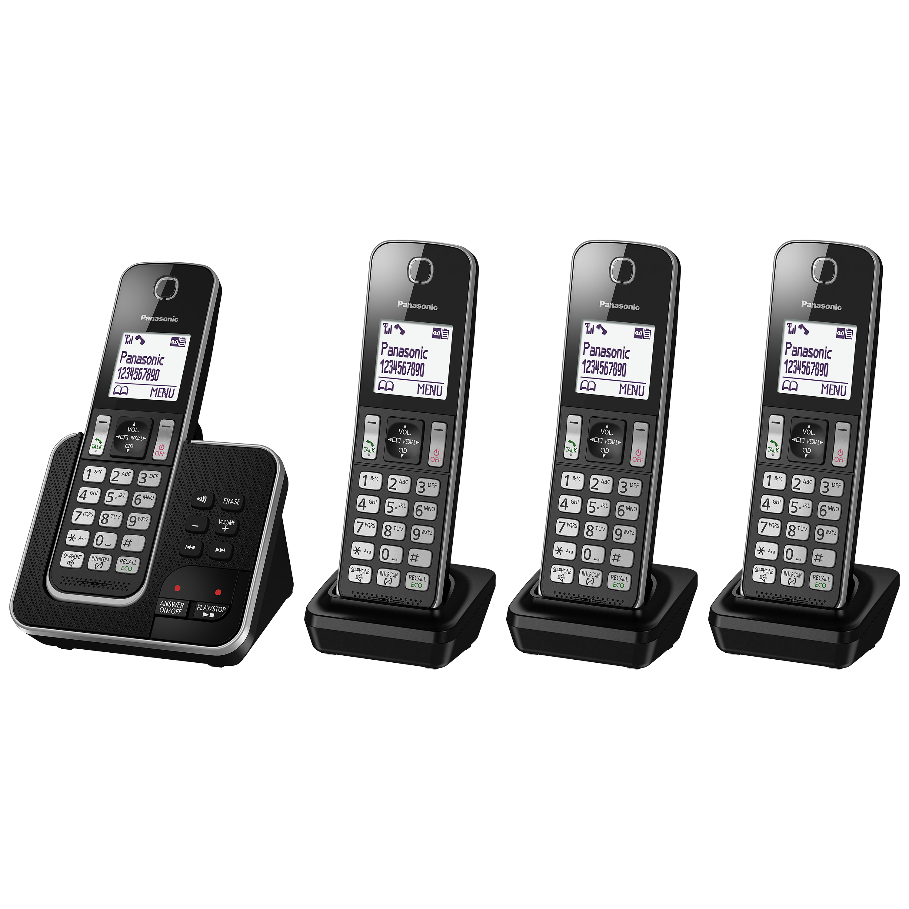 Panasonic KX-TGD324EB Digital Cordless Phone with Nuisance Call Control and Answering Machine, Quad DECT