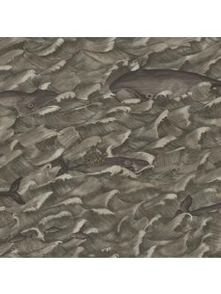 Cole & Son Melville Wallpaper, Charcoal & Metallic Silver