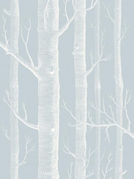 Cole & Son Woods Wallpaper, Chalk On Powder Blue