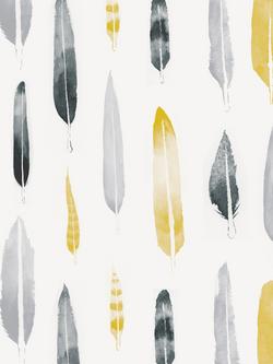 Mini Moderns Feathers Wallpaper, Mustard, Azdpt024mu