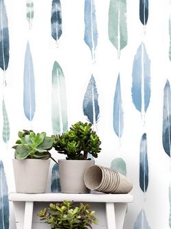 Mini Moderns Feathers Wallpaper - view 2, Blue, Axdpt024cb