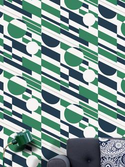 Mini Moderns Pluto Wallpaper - view 2, Emerald & Silver, Azdpt027ce