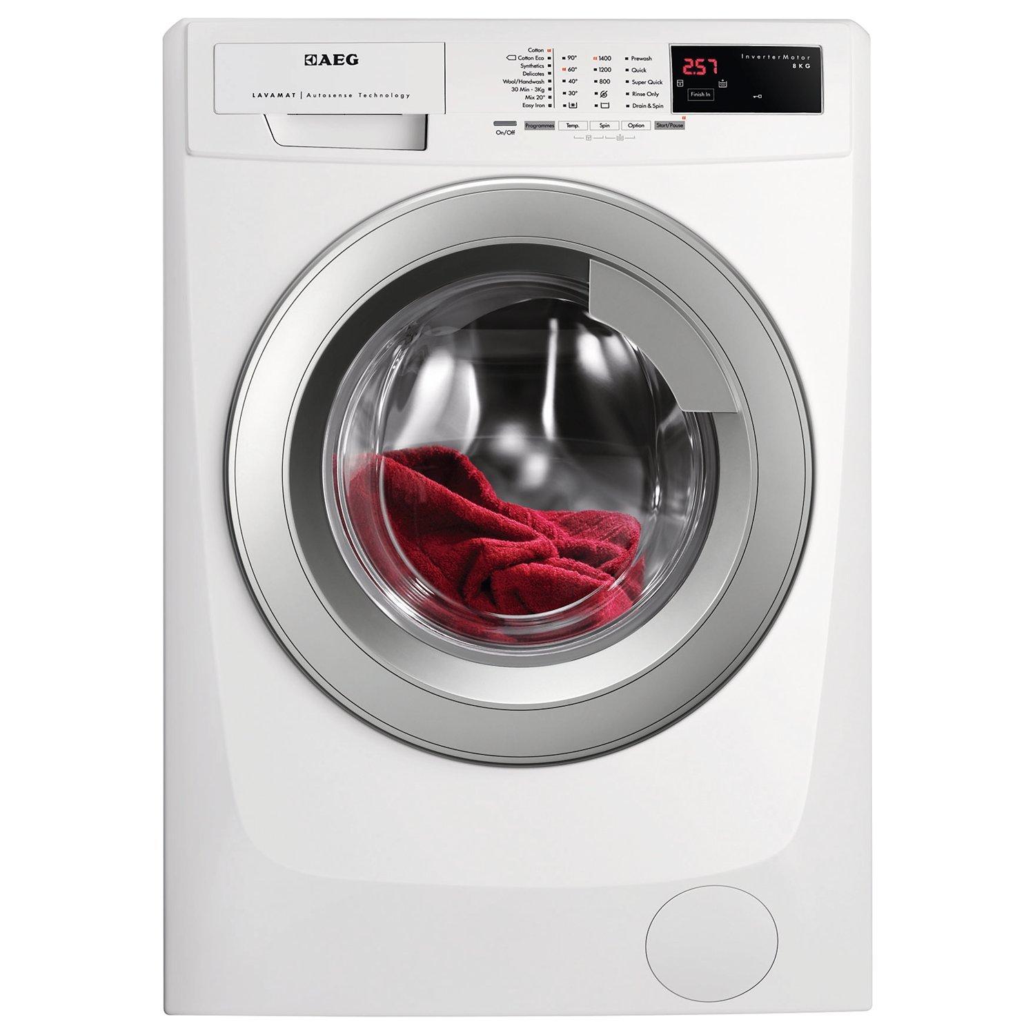AEG L69480VFL Freestanding Washing Machine, 8kg Load, A+++ Energy Rating, 1400 rpm Spin, White