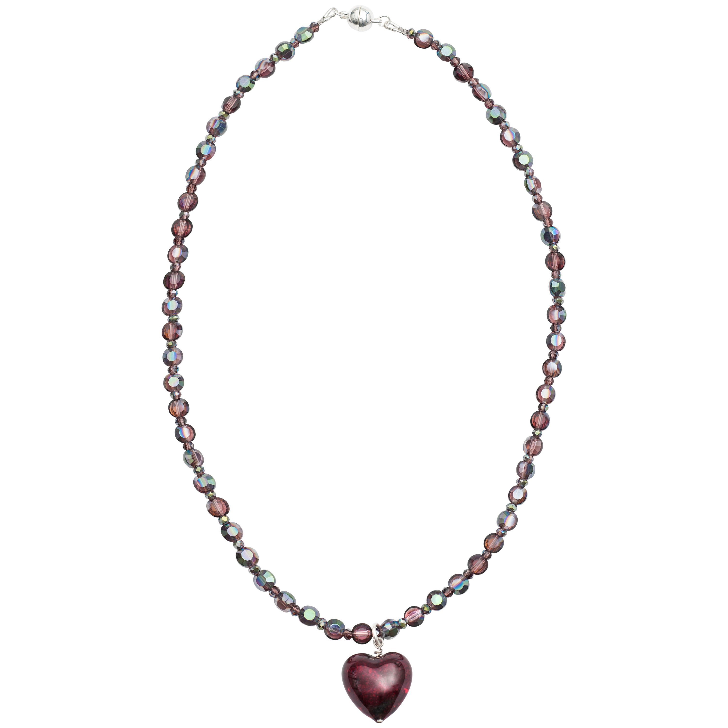 Martick Sparkle Heart and Crystal Pendant Necklace, Red