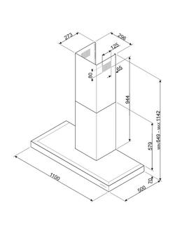 Smeg KS110BLE Symphony Chimney Cooker Hood, Gloss Black - view 2, Black