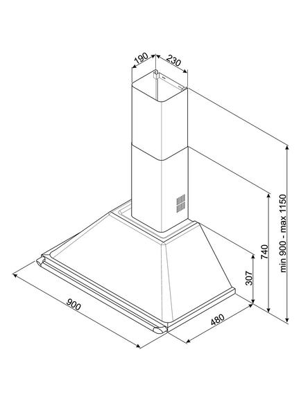 Smeg KTR90XE Chimney Cooker Hood, Stainless Steel - view 2, Stainless Steel