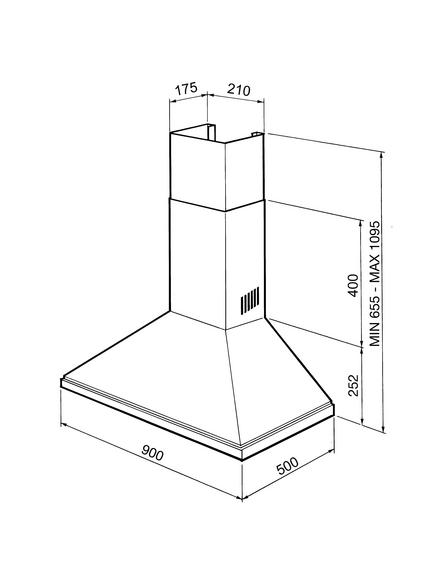 Smeg KSED95XE 90cm Chimney Cooker Hood, Stainless Steel - view 2, Stainless Steel