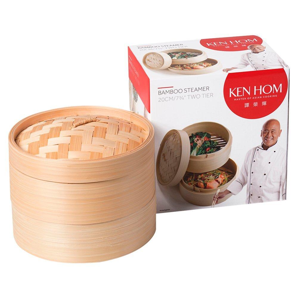 Ken Hom 2-Tier Bamboo Steamer Baskets, 20cm