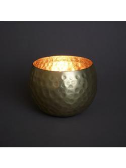 John Lewis Hammered Tealight Holder - view 2, Brass