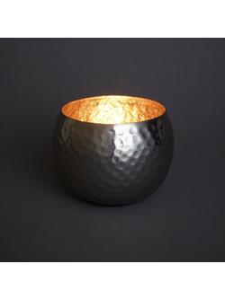 John Lewis Hammered Tealight Holder - view 2, Nickel