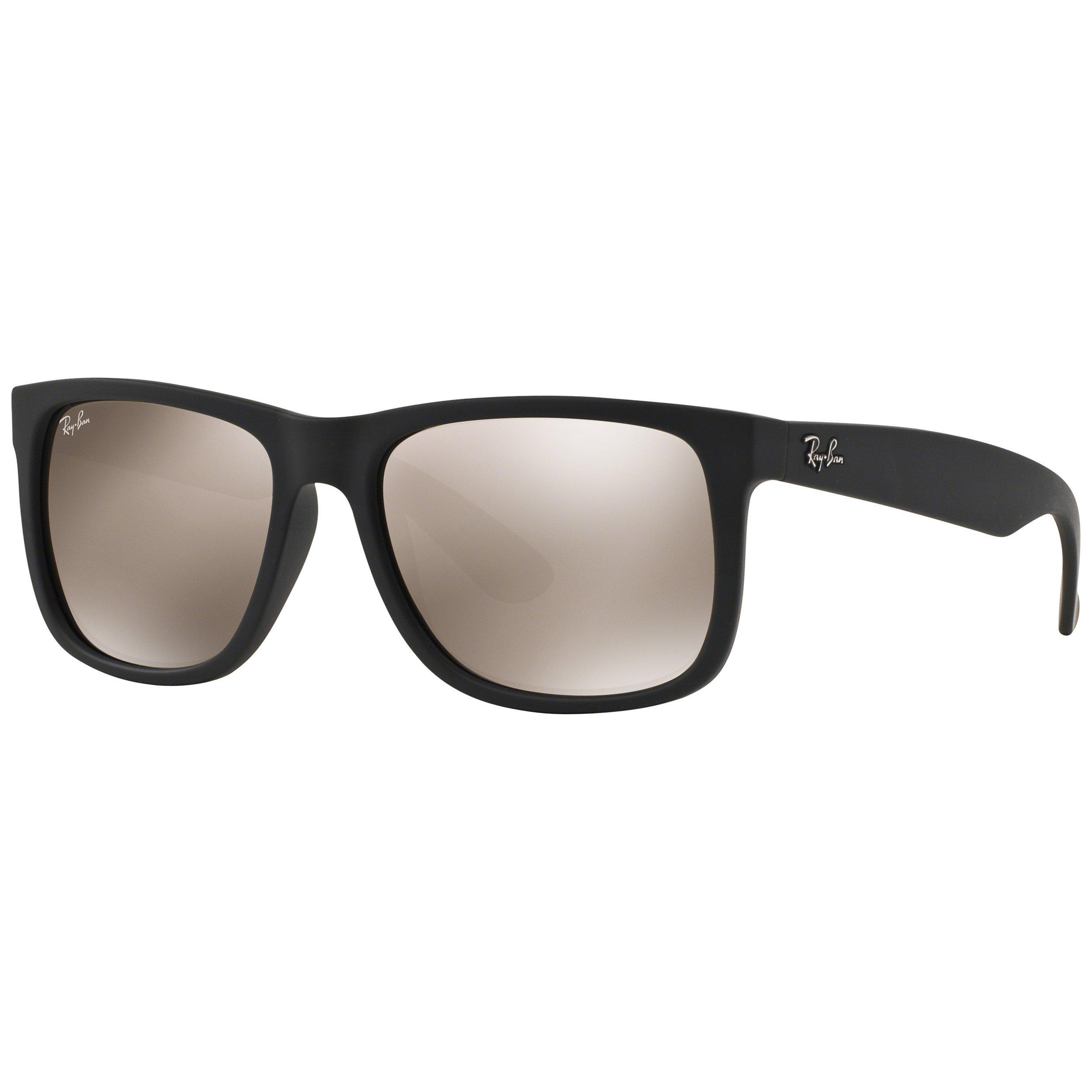 Ray-Ban RB4165 Men's Justin Rectangular Sunglasses, Black/Grey