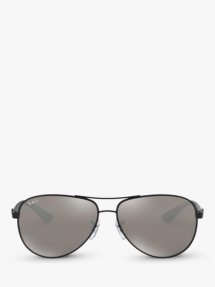 Ray-Ban RB8313 Polarised Carbon Fibre Pilot Sunglasses, Black - view 2, Black