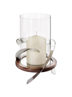 Robert Welch Helix Hurricane Lamp, Silver/Wood