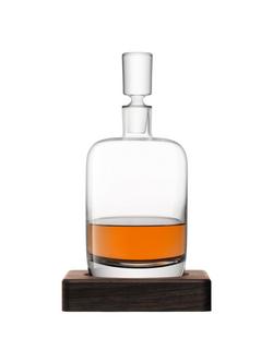 LSA International Whisky Renfrew Glass Decanter with Walnut Base, 1.1L, Clear/Natural - view 2, Clear/Natural