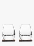 LSA International Curved Whisky Tumbler with Coaster, Set of 2, 250ml, Clear